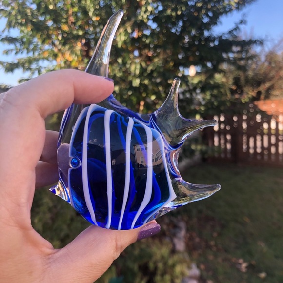 no brand Other - Glass Angel Fishes Lot of Two Blue & Black